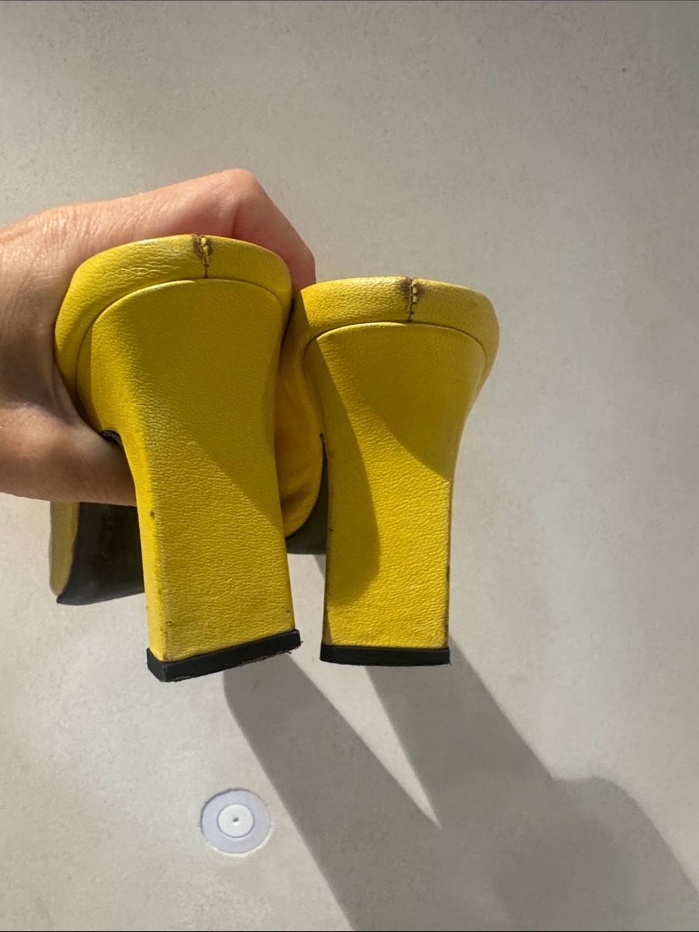 Simon Miller Yellow Leather Square-Toe Mule Heels - Picture 8 of 11